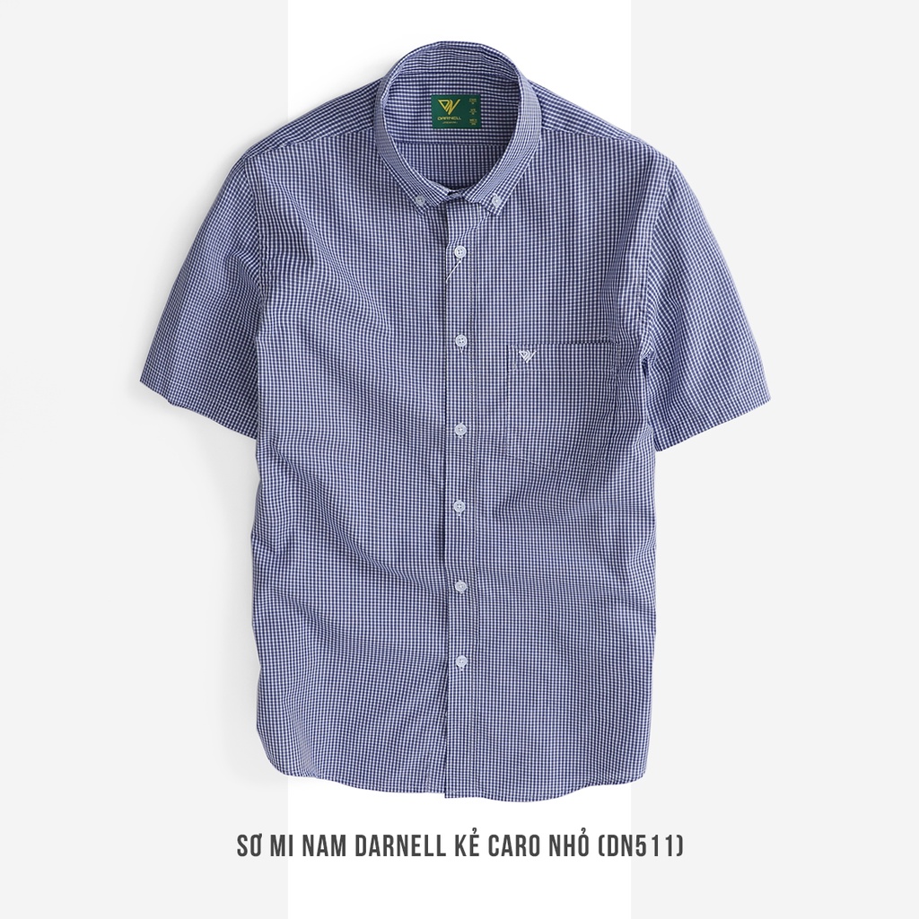 Áo sơ mi caro nam công sở DARNELL tay ngắn cao cấp ít nhắn thoáng mát, thấm hút mồ hôi DN511