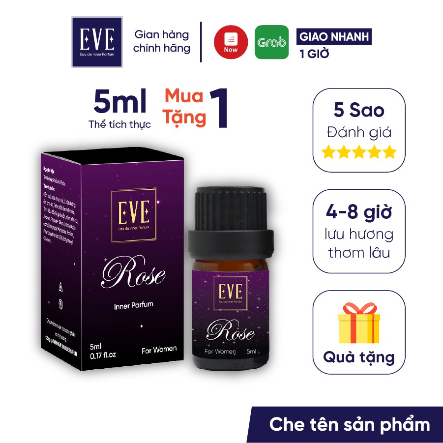 Nước Hoa Cô Bé Bím ROSE 5ml Lưu Hương Thơm Lâu - Nước Hoa Vùng Kín Nữ Chính Hãng EVE Eau de Inner Parfum (Có che tên)