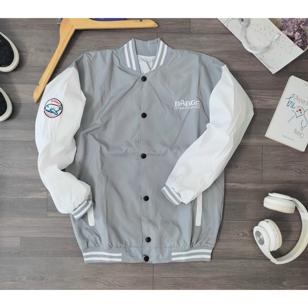 ÁO KHOÁC DÙ BÓNG CHÀY FORM RỘNG PHONG CÁCH HÀN QUỐC UNISEX - ÁO BOMBER THIÊU CHỮ BADGE