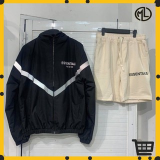 Áo khoác dù Essential phản quang màu đen phong cách streetwear