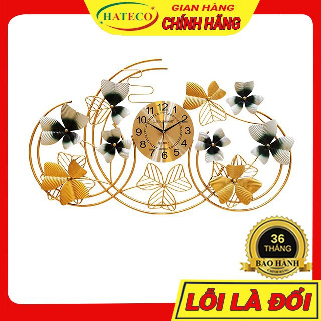 Đồng Hồ Treo Tường Trang Trí Phòng Khách Vòng Lá Vàng Xanh TT140 Chính Hãng