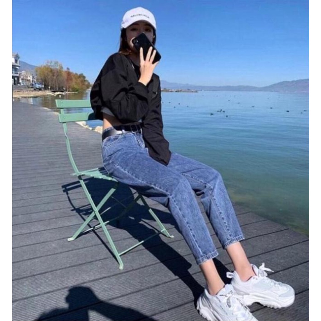 quần bò nữ baggy cạp cao màu xanh đủ size cực hót 2022 JeanTH | BigBuy360 - bigbuy360.vn