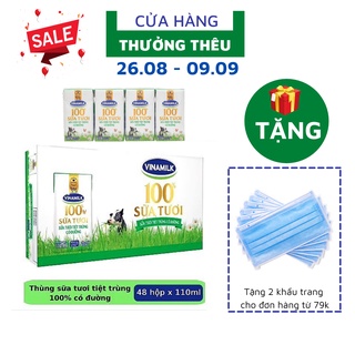 Thùng sữa tươi 100% Vinamilk 110ml có đường/ ít đường