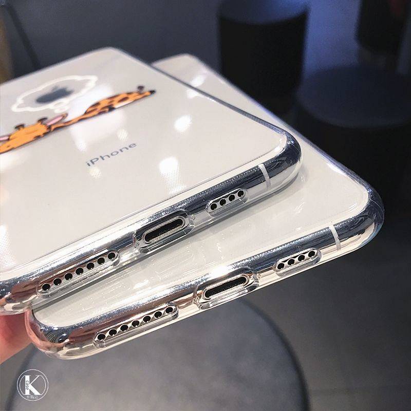 Ốp điện thoại TPU trong suốt bảo vệ toàn diện in hình hươu cao cổ thích hợp cho iphone 14 13 12 promax Xr 7 8 plus