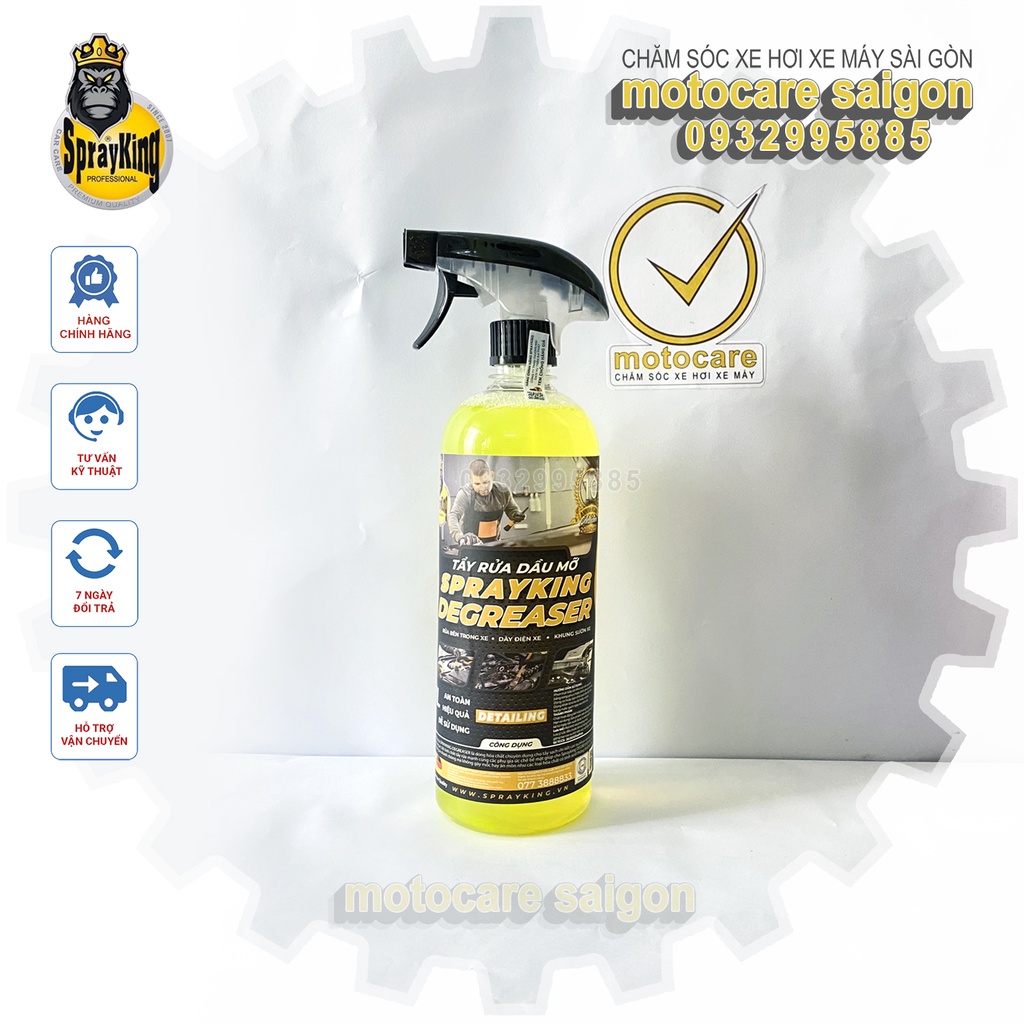 COMBO 3 Chai Sprayking Chuyên Rửa xe Bọt Tuyết Super Wash, Tẩy Rửa Hợp Kim Nhôm Repair, Tẩy Rửa dầu nhớt Degreaser