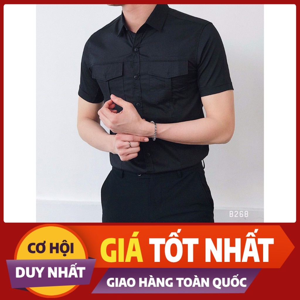 Áo Sơ Mi Nam Ngắn Tay Phối Túi Hộp Thời Trang Cao Cấp PONIVA Chất Vải Cao Cấp Mềm Mại Thấm Hút Mồ Hôi