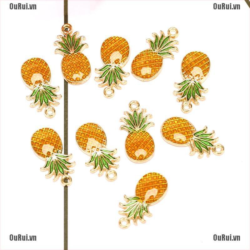 Set 10 Mặt Dây Chuyền Hợp Kim Tráng Men Hình Quả Dứa Dễ Thương