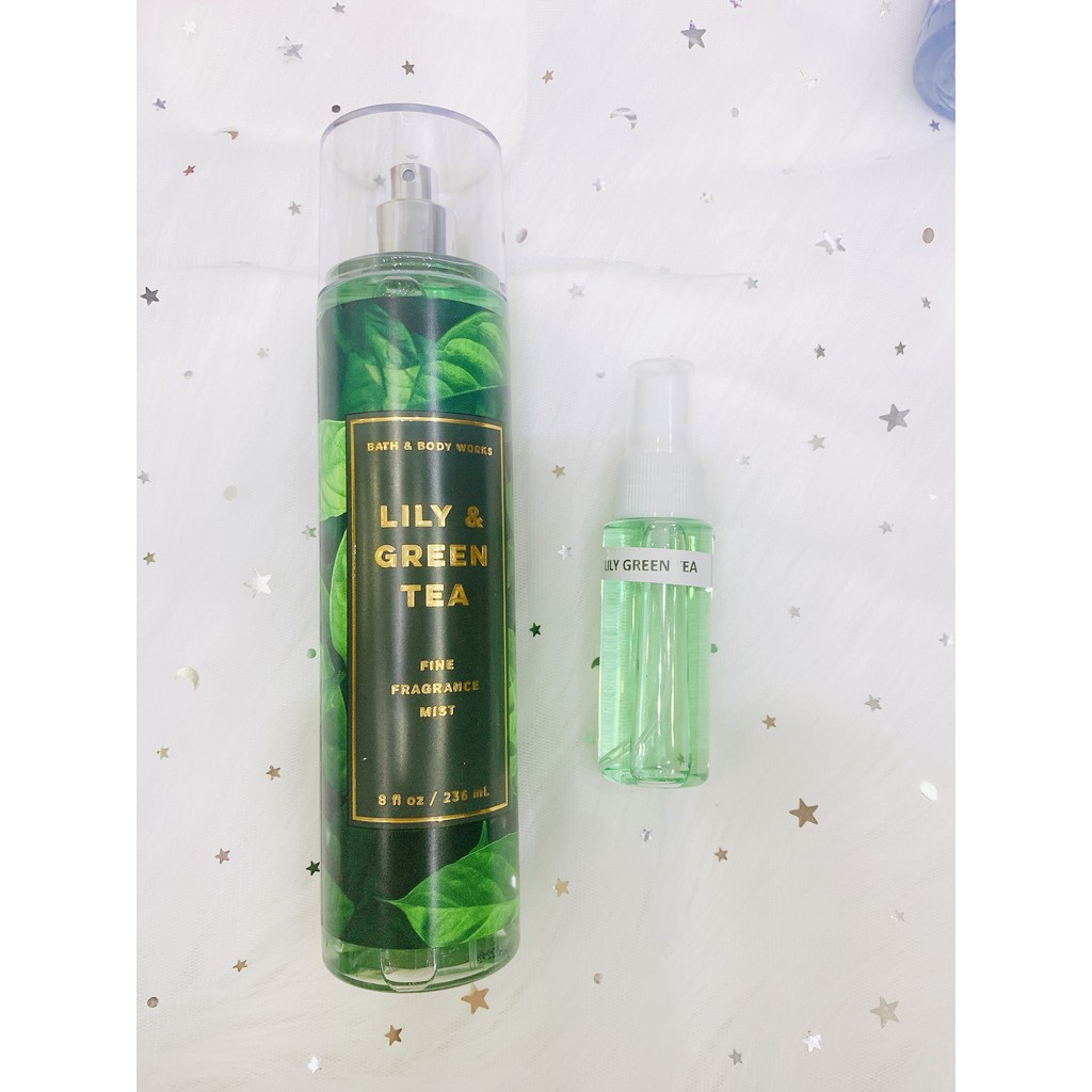 Xịt Thơm Toàn Thân Lưu Hương Mịn Da Bath &amp; Body Works - Lily &amp; Green Tea 30ml/50ml/100ml