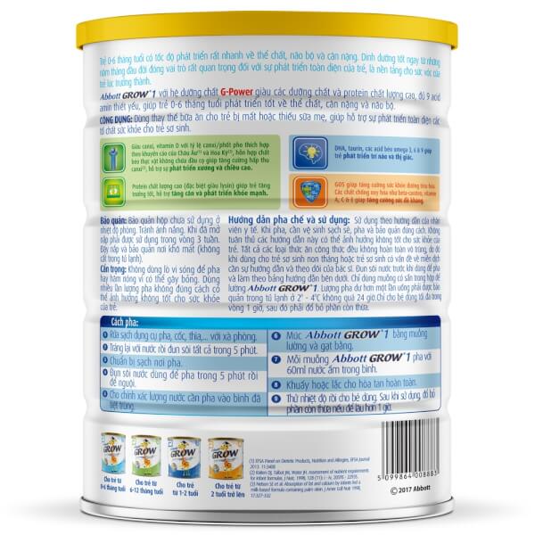 [Chính hãng] Sữa Bột Abbott Grow 1 - 900g