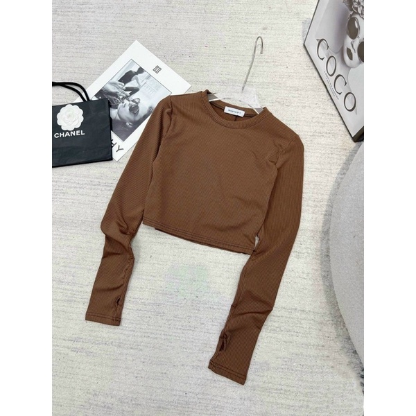ÁO THUN TĂM TAY DÀI XỎ NGÓN DÁNG CROPTOP NĂNG ĐỘNG MS11289 (G2-4)