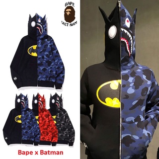 [ODER + FREESHIP] Áo Hoodie Jacket Bape Shark x DC Batman fullzip, 100% Cotton, 3 phối màu, Oder 15 ngày hàng về Bape VN