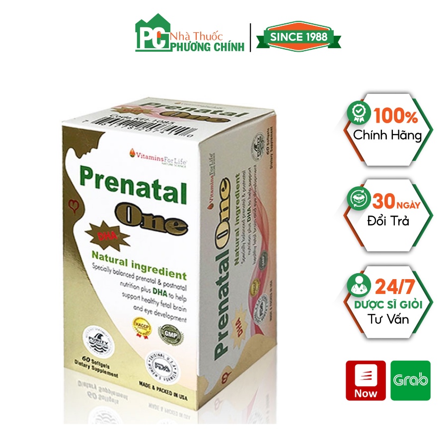 Vitamin Tổng Hợp Cho Bà Bầu Prenatal One Vitamins For Life Cung Cấp DHA, Vitamin Và Khoáng Chất Thiết Yếu Hộp 60 viên