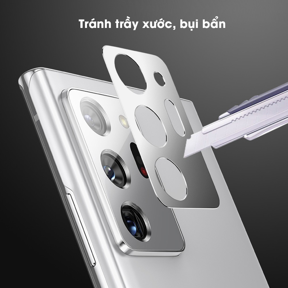 Dán camera Samsung Galaxy Note 20 Ultra khung kim loại bảo vệ an toàn camera sau 3 màu đen, bạc, vàng hồng