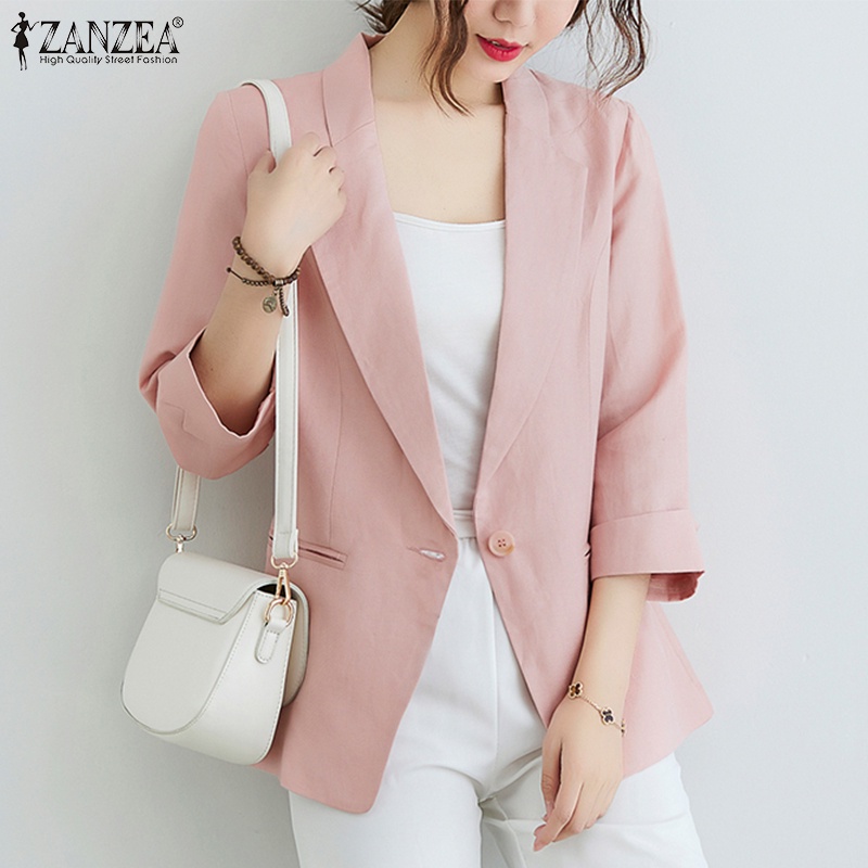 Áo khoác blazer ZANZEA tay lỡ có túi phong cách retro cho nữ