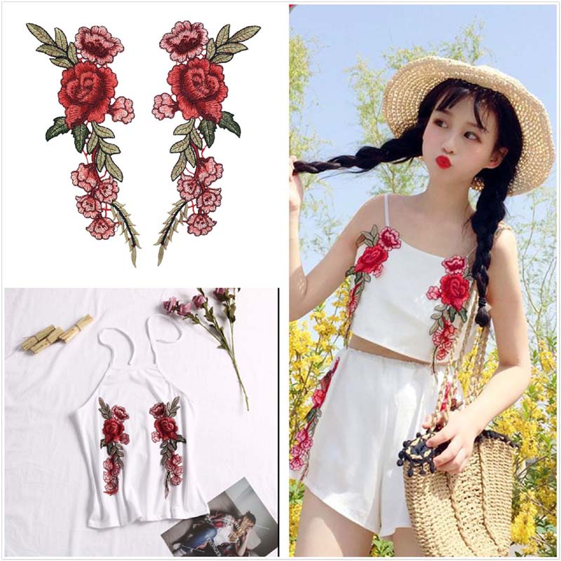 1 Cặp Miếng Vá Quần Áo Hình Hoa Thêu DIY