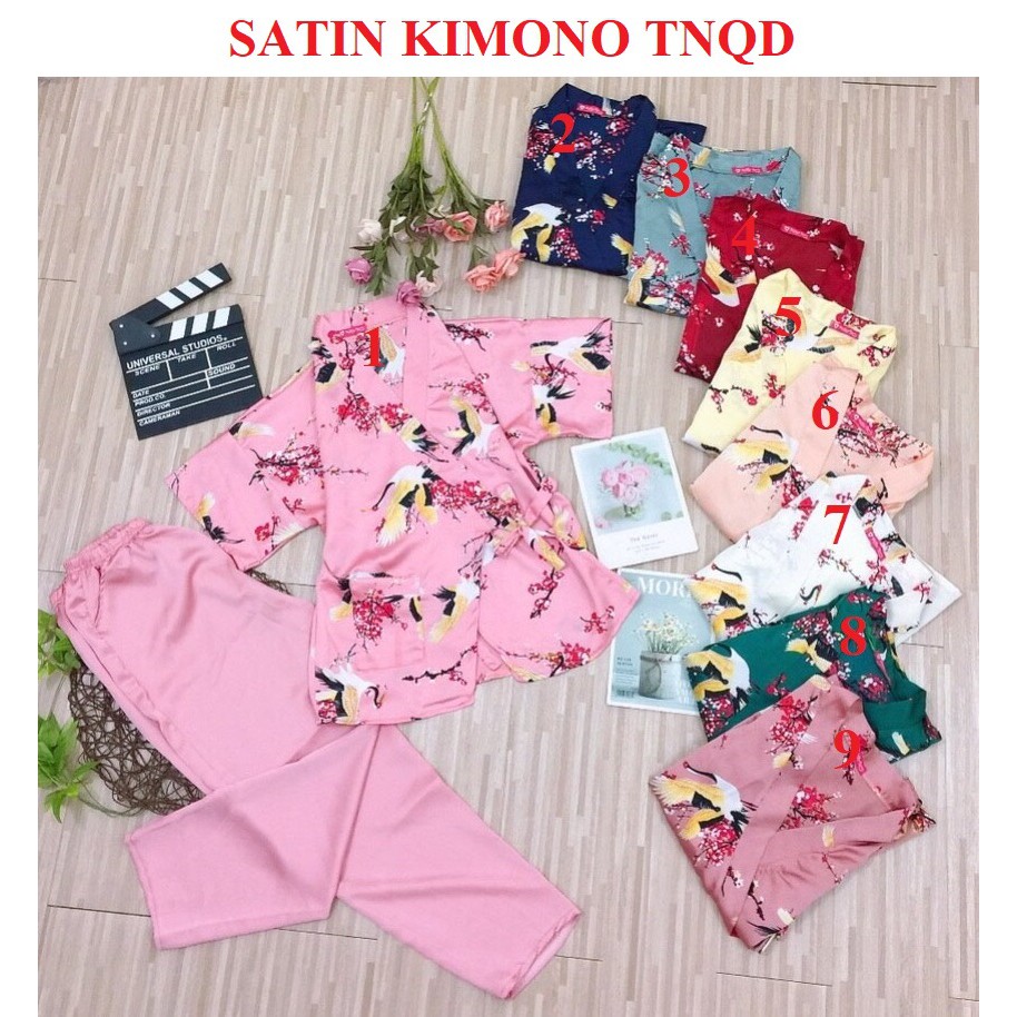 [ SATIN DÀI KIMONO ] ✪ BỘ NGỦ KIMONO TAY NGẮN QUẦN DÀI - MS01 ✪ | BigBuy360 - bigbuy360.vn