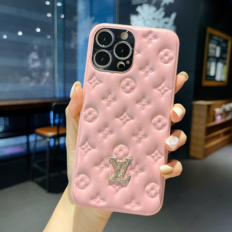 Ốp Điện Thoại Da Màu Tím In Logo Thời Trang Sang Trọng Cho iPhone 14 13 Pro Max 12 Pro 13 Pro 14 Pro Max