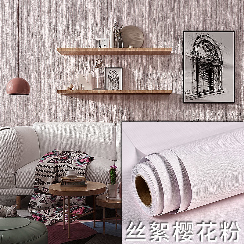 Giấy dán tường bằng PVC màu macaron chống thấm nước dùng trang trí phòng khách / phòng ngủ
