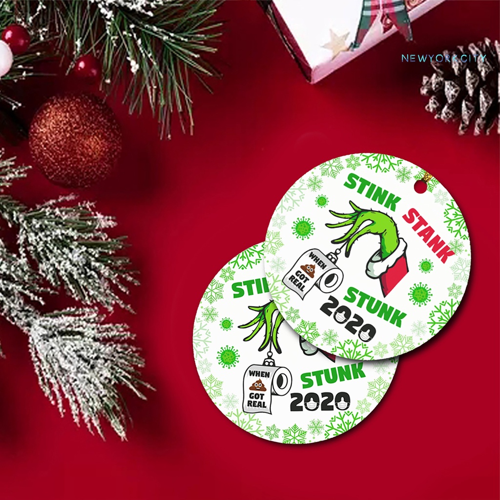 Phụ Kiện Treo Trang Trí Giáng Sinh Bằng Gỗ Hình Tròn Kèm Dây Màu Vàng