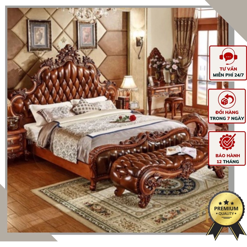 Ghế đuôi giường - Ghế băng gam màu sang trọng chạm khắc đơn giản mang phong cách tân cổ điển