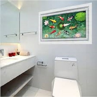 Decal dán tường hồ cá koi ( mã vuống)