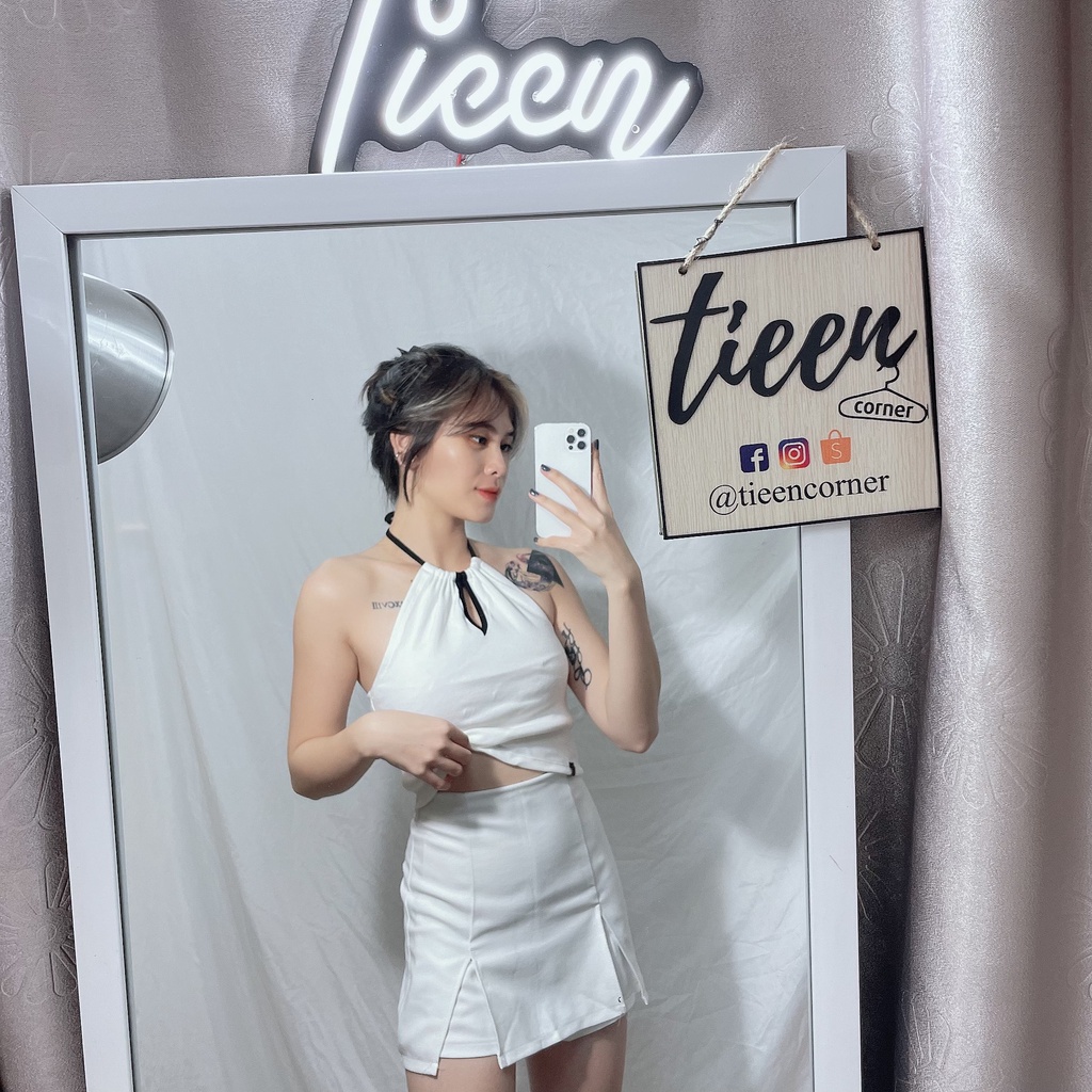 Áo thun yếm giọt nước hở lưng màu pastel tieencorner