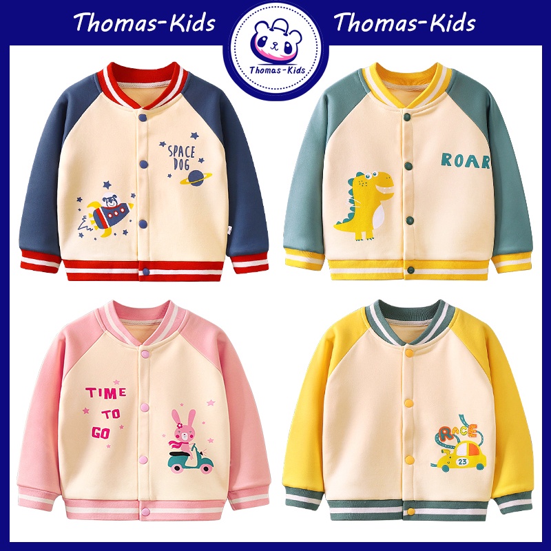 Áo Khoác Bóng Chày Bằng Lông Cừu Dày Dặn Họa Tiết Hoạt Hình Thời Trang Mùa Đông Cho Bé Trai Và Gái 1-6 Tuổi