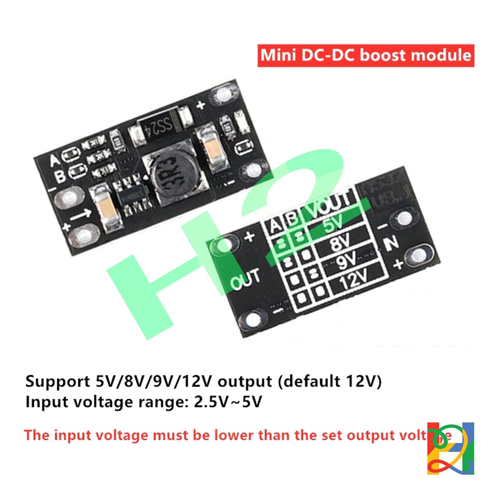 Mạch tăng áp mini Boost DC-DC pinlithium 3V / 3.2V / 3.3V / 3.7V / 5V / 9V Đến 12V với tùy chỉnh 5V / 8V / 9V