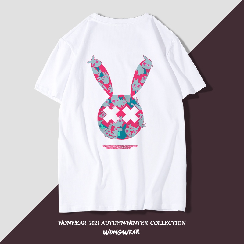 Áo thun Unisex form rộng, in 2 mặt hình thỏ rực rỡ [V182]
