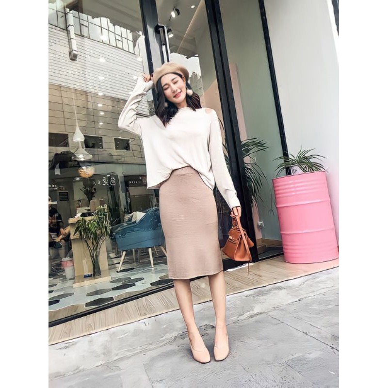 Chân váy len đúc dài tôn dáng hàng Quảng Châu