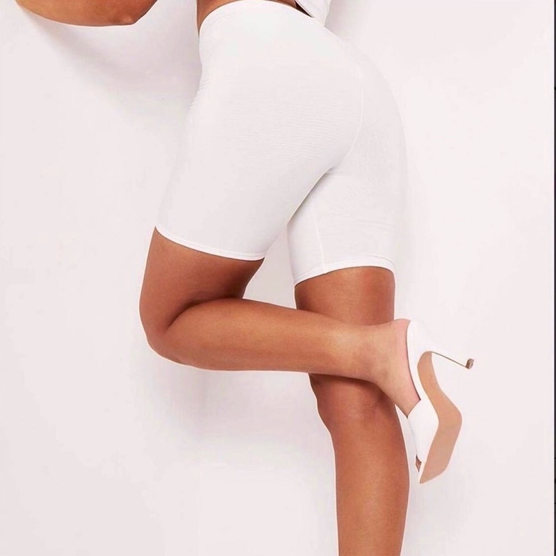 Quần biker nữ thun dầy màu kem trắng