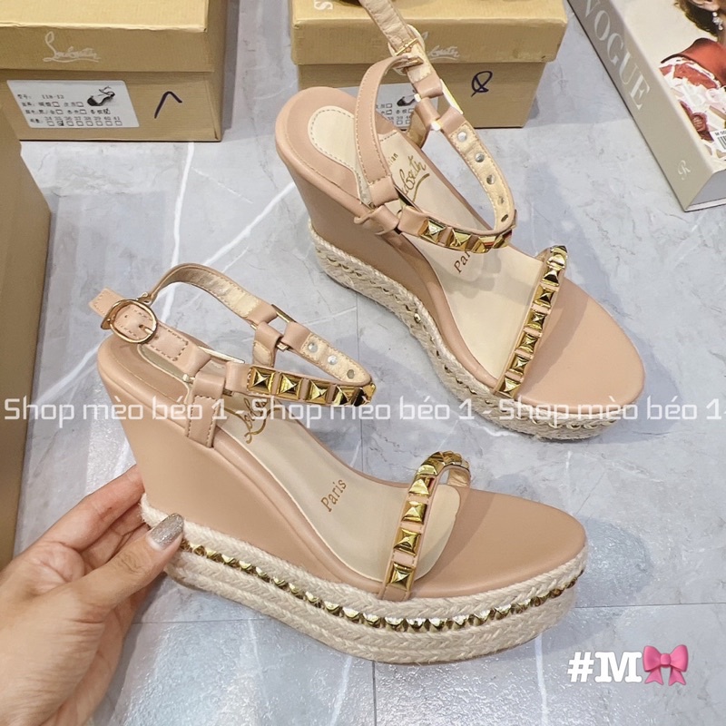 Sandal lbt quai ngang viền đinh đế xuồng cói fullbox