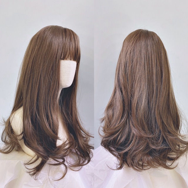 &lt;Kèm Ảnh Thật&gt; Tóc Giả Nguyên Đầu Xoăn Cúp Tầng Lửng 45cm 8276