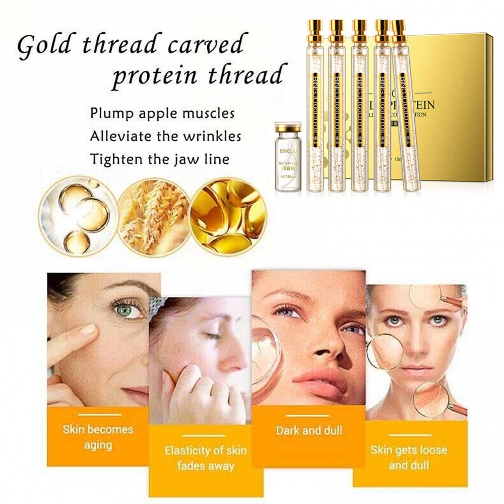 Bộ Tinh Chất Vàng Collagen Sợi Tơ Nâng Cơ Mặt Chống Lão Hóa Dưỡng Ẩm Làm Săn Chắc Da Giảm Nếp Nhăn