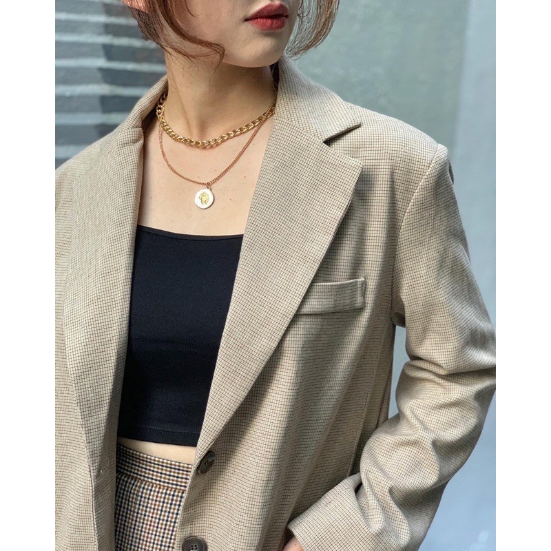 Áo blazer kẻ caro nhỏ freesize [Si tuyển]