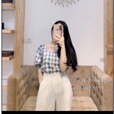 [Mã FAMAYWA giảm 10K đơn 50K] [ ảnh thật + video] Áo Sơ Mi Kẻ Nữ, Sơ Mi Kẻ Ngắn Tay, Sơ Mi Caro Cổ Vuông | BigBuy360 - bigbuy360.vn