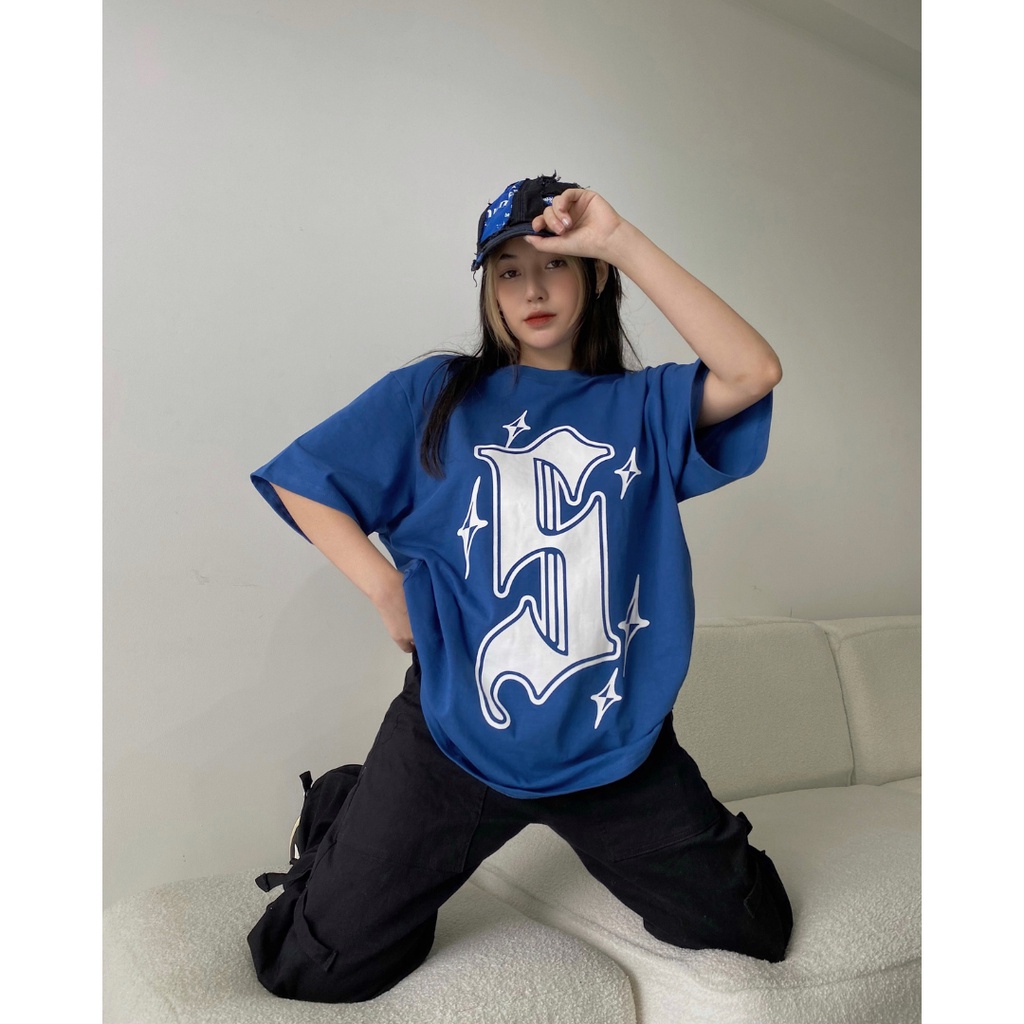 SWE - Áo phông unisex in hình cổ tròn GOTHIC TEE Xanh ngắn tay cotton thoáng mát thời trang chính hãng