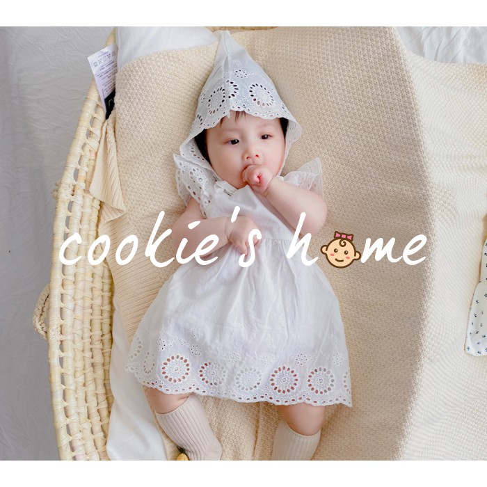 Bộ body cotton trắng cho bé gái sơ sinh đi lễ đi chụp ảnh studio thôi nôi