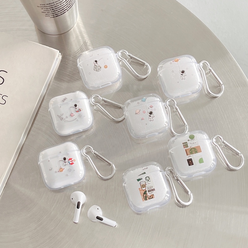 Vỏ Bảo Vệ Hộp Sạc Tai Nghe Inpods Pro4 Mini Pro4 / Pro5 Hình Phi Hành Gia Hoạt Họa Màu Trong Suốt