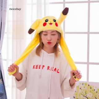 Mũ Pikachu bằng lông nhung mềm bóp hơi chuyển động tai dễ thương
