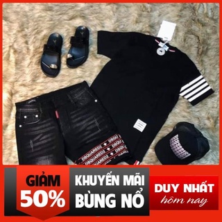 quần jean nam DSQ ngố-quần jen nam ngắn đẹp thêu chữ Dsquared viền đỏ -giá rẻ -friship-  cam kết ảnh thật Xịn 2022