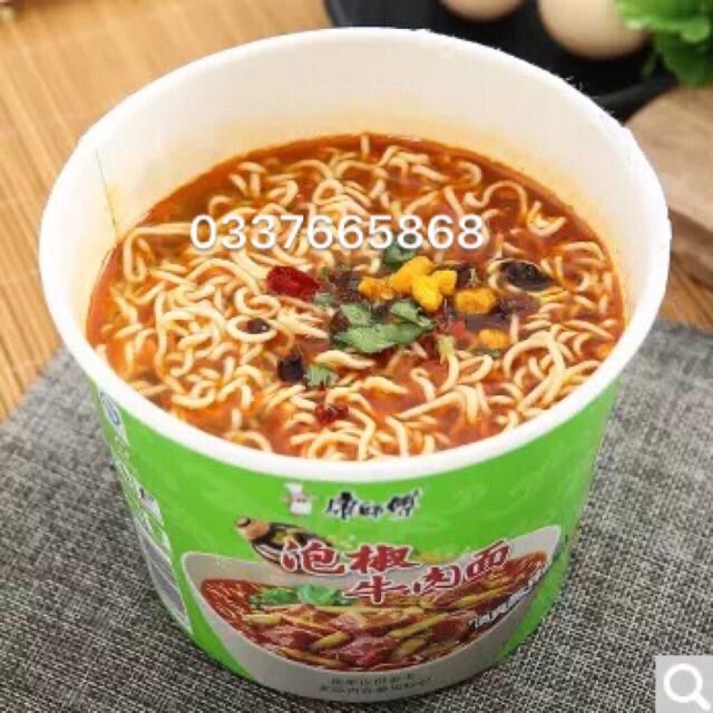 1 Thùng 12 Cốc Mỳ Tôm Sư Phụ Khang Màu Xanh (Bò Ngũ Vị)