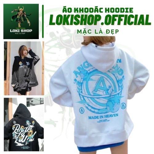 Áo khoác hoodie Chống Nắng Cho Nam Nữ Và Cặp Đôi LOKI SHOP Có 3 Màu Chất Nỉ Unisex Angle land Form rộng Ulzzang