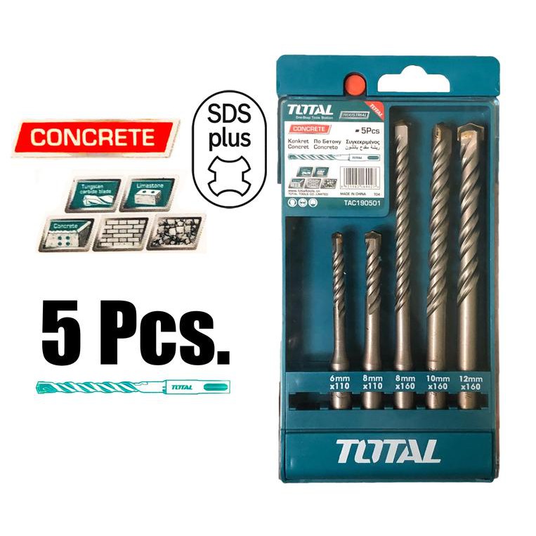 Bộ 5 Mũi Khoan Bê Tông Đuôi Gài TOTAL TAC190501