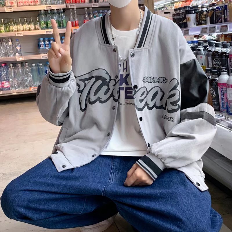 Áo khoác bóng chày dáng rộng phong cách năng động thời trang cho nam