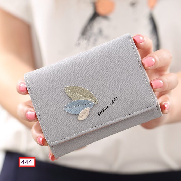 Ví nữ đựng tiền nhiều ngăn 444 khóa bấm chất da retro phong cách thanh lịch