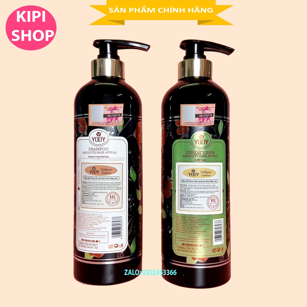 Dầu Gội Cặp Colagen Essence Yody Phục Hồi Và Kích Thích Mọc Tóc 800MLx2