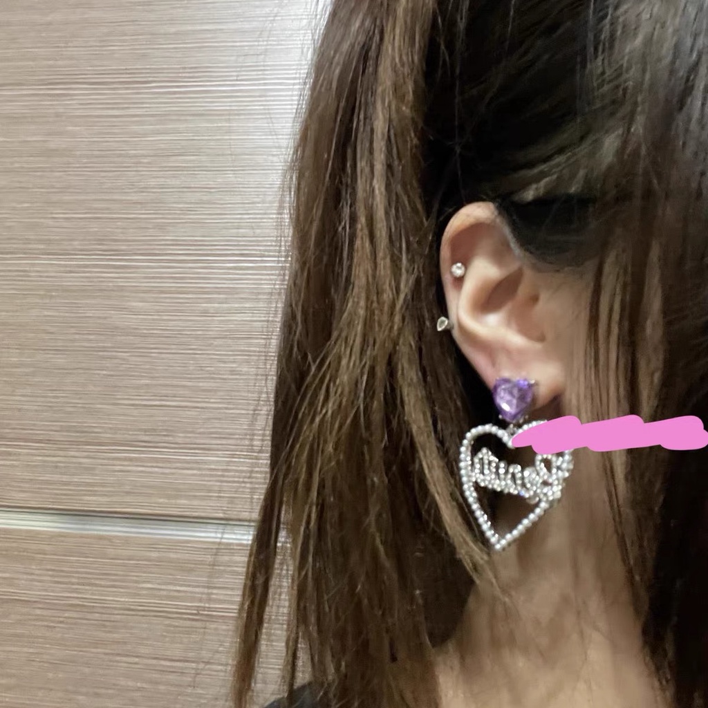 Bông Tai Đính Kim Cương Chữ love Xinh Xắn Cho Nữ