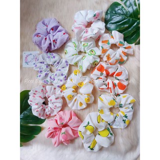 Dây buộc tóc vải Scrunchies - Dây cột tóc Scrunchies họa tiết hoa quả