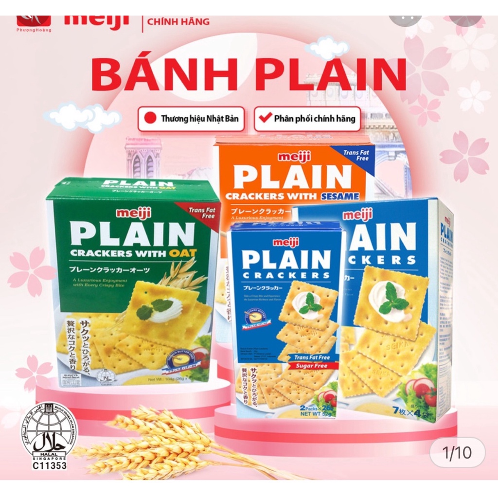 Bánh quy giòn PLAIN cho NGƯỜI ĂN KIÊNG Meiji 104g